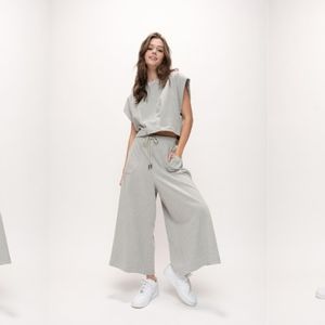 Womens 2 piece jersey crop top guacho set